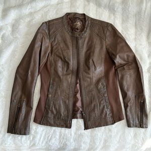 Sebby Collection Brown Moto Jacket